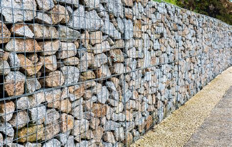 rock wall in metal box|Gabion Walls .